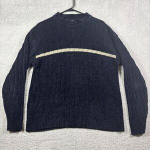 Cortina Italia Sweater Unisex‎ M Black Ribbed Knit Crewneck Vintage Y2K